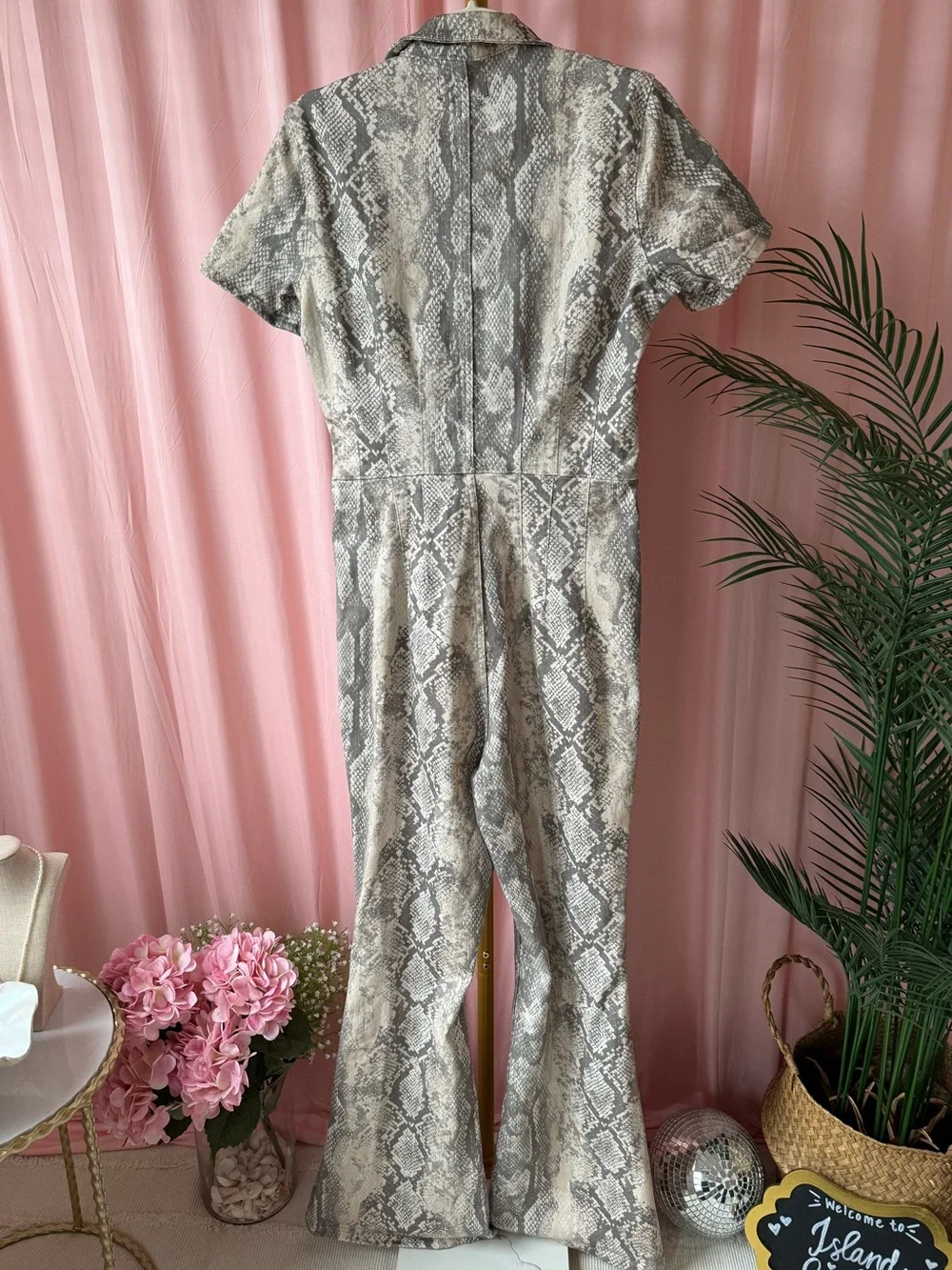 Free People We The Free Jayde Flare Jumpsuit Snake Fade Neutral Size Large